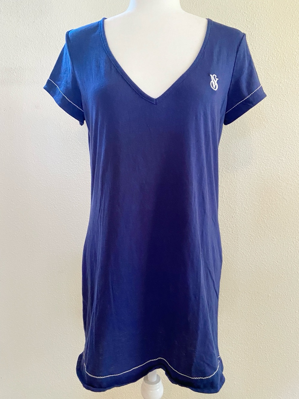 Victoria’s Secret Oversize Sleep Tee Dress Navy Blue White